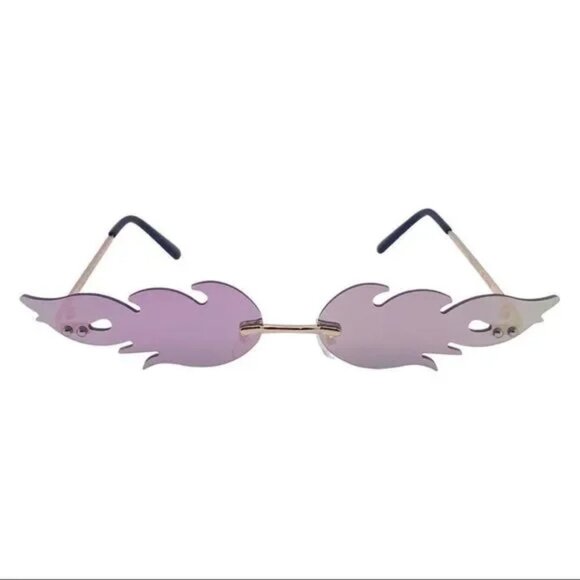 6076 | Pink Mirror Flame Rimless Sunglasses - Picture 1 of 5